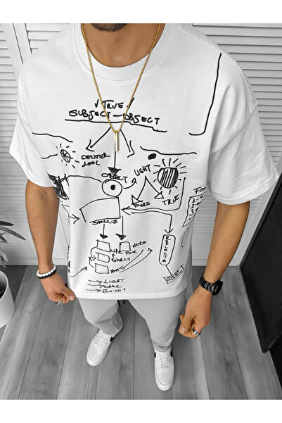 dehaine Men's T-shirt, Oversize, with print, white, Y181