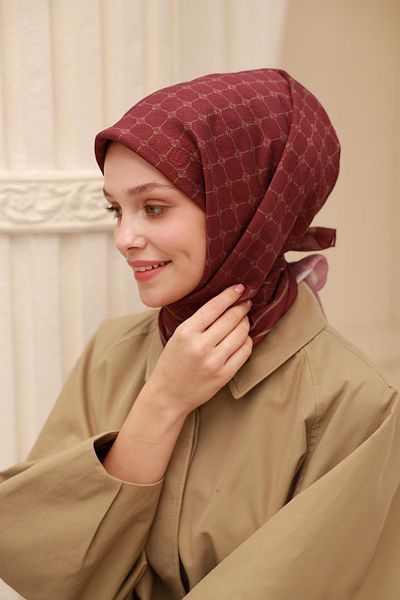 Silk Home Κασκόλ Olinda 48004 -6485 90 x 90 Cherry - Mink 70