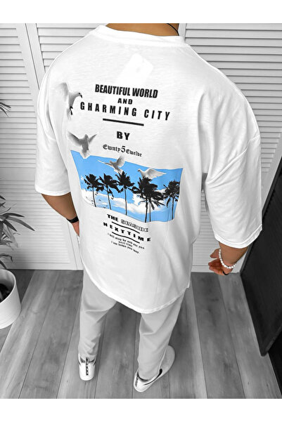 dehaine Triocu pentru barbati, Oversize, cu imprimeu, alb, 11820