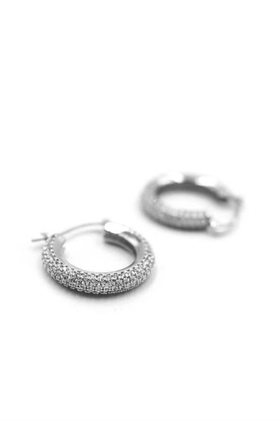 PRATİKOBA Jewelled Hoop Earrings - Silver