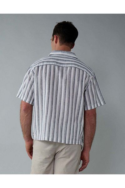 AMERICAN EAGLE AE Poolside Linen-Blend Button-Up Shirt