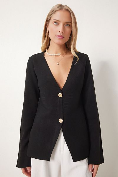 KURGAN TEKSTİL Women's V-Neck Stylish Buttoned Knitwear Cardigan