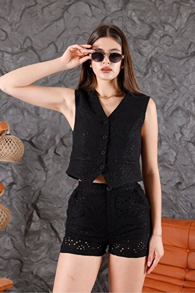 Pulli Collection Scallop Fabric Vest-Shorts Suit