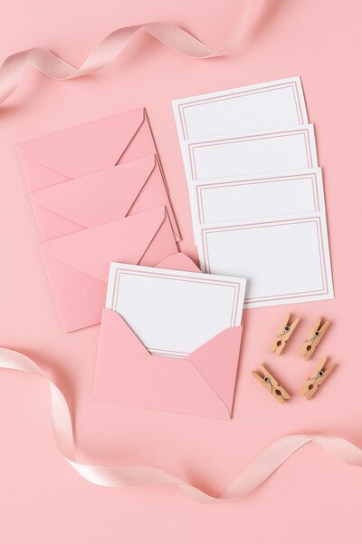 Emtory Home Pembe 10 Adet Mandallı Zarflı Not Kartı Seti- Hediye Kartı - Tebr...