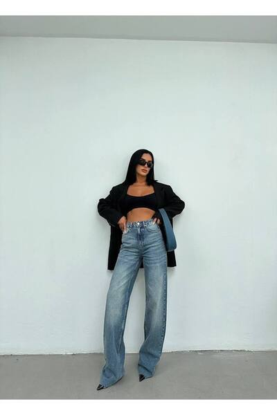 DENİKK Trend Özel TASARIM WİDE LEG Straıght Fit Palazzo Pantolon 25