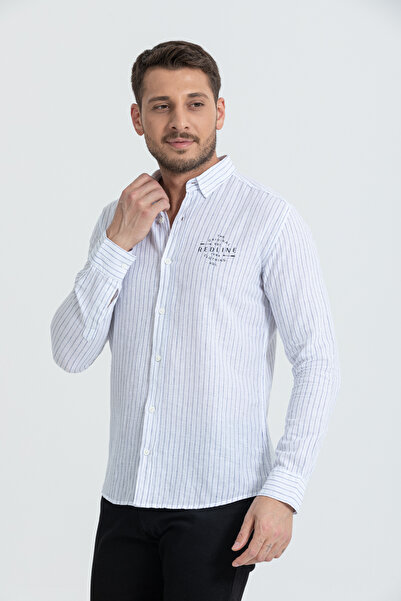 Klothy Чоловіча сорочка з довгими рукавами та смужками з преміум-льону 2618