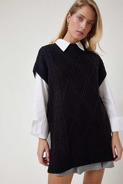 KURGAN TEKSTİL Women's Oversize Knitwear Sweater with Binding Detail