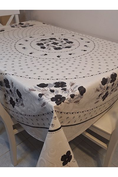 Başak Ev Tekstili DORA PANO Pânză uleioasă din PVC pe bază de fibre - Față de masă gata de 155 ROUND cu model, ștergabilă