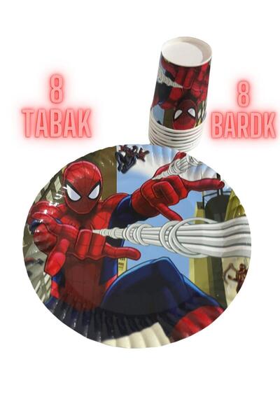 partyrüyası Spiderman Themed 8-Person Flaming Birthday Set