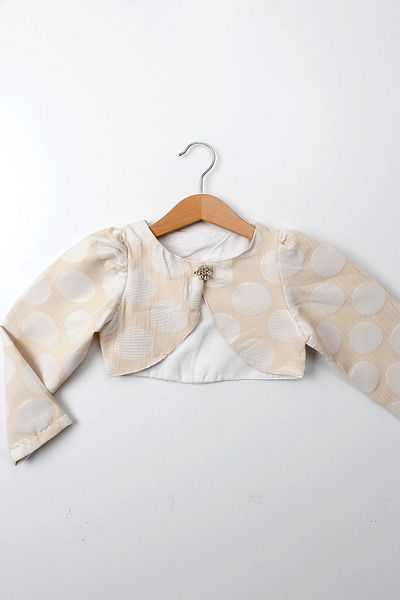 Çocuksan Baby&Kids Wear Κοριτσίστικο μπεζ πουά μπουφάν Bolero - Βραδινό φόρεμα - Κομψό παλτό πρόσκλησης