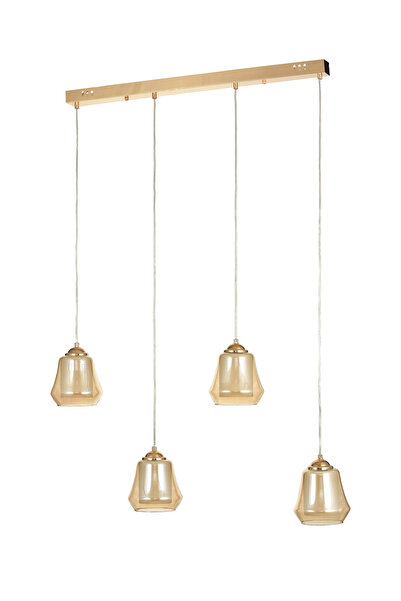 Avizemoda Venita 4 lü Yemek Masası Üstü Bal+Beyaz Çift Camlı Modern Sarkıt Av...