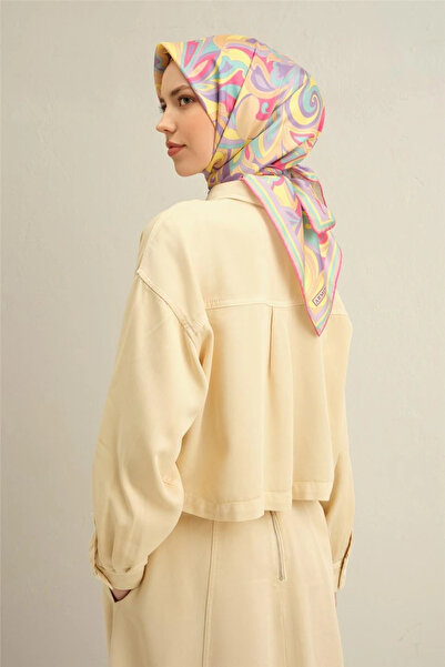 Armine DJ SAF İPEK EŞARP 9323D (SURA) (NOSTALJİ) 90 x 90 Mor Renkli - 55