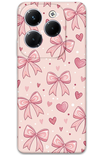 Gramaphone İnfinix Hot 40 Pro Uyumlu Kurdele Desenli Telefon Kılıfı + Ekran Koruyucu - 5802