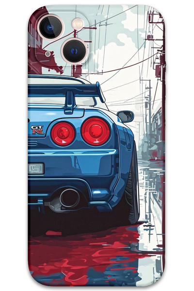 Gramaphone iPhone 13 Uyumlu Araba Desenli Telefon Kılıfı + Ekran Koruyucu - 5761