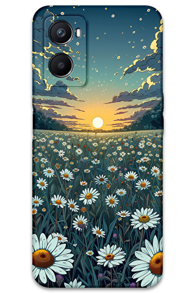 Gramaphone Oppo A96 Uyumlu Çiçek Desenli Telefon Kılıfı + Ekran Koruyucu - 5792
