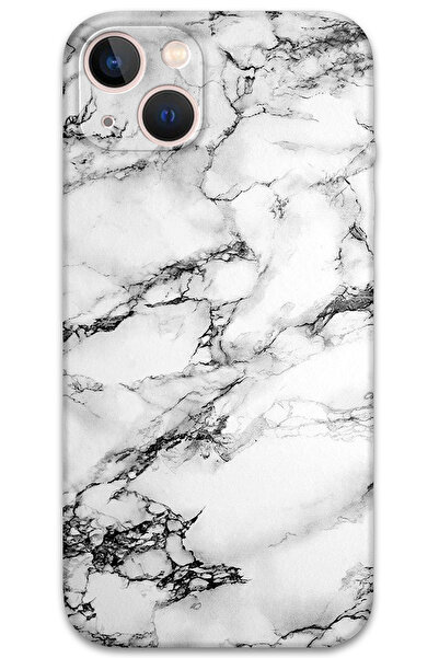 Gramaphone iPhone 13 Uyumlu Mermer Desenli Telefon Kılıfı + Ekran Koruyucu - ...