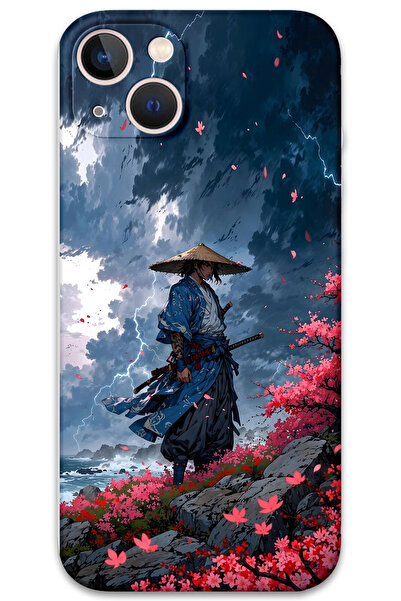 Gramaphone iPhone 15 Uyumlu Samuray Desenli Telefon Kılıfı + Ekran Koruyucu - 5825