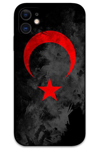 Gramaphone iPhone 11 Uyumlu Türk Bayrağı Desenli Telefon Kılıfı + Ekran Koruyucu - 5852