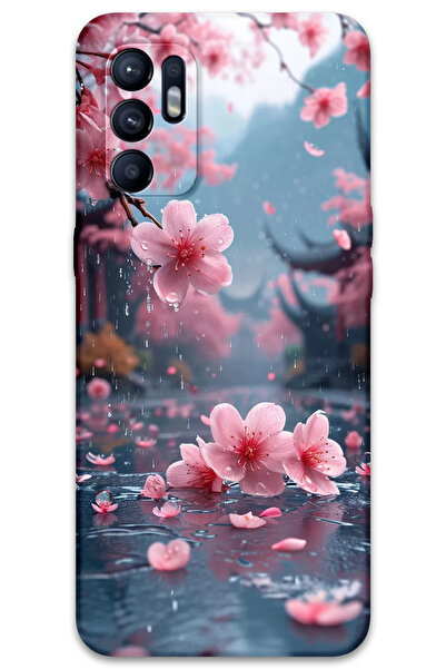 Gramaphone Oppo Reno 6 Uyumlu Çiçek Desenli Telefon Kılıfı + Ekran Koruyucu -...