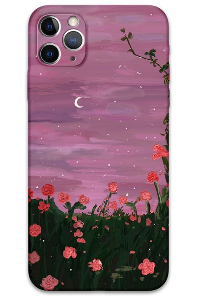 Gramaphone حافظة هاتف بنمط زهرة متوافقة مع هاتف iPhone 11 Pro + واقي شاشة - 5793