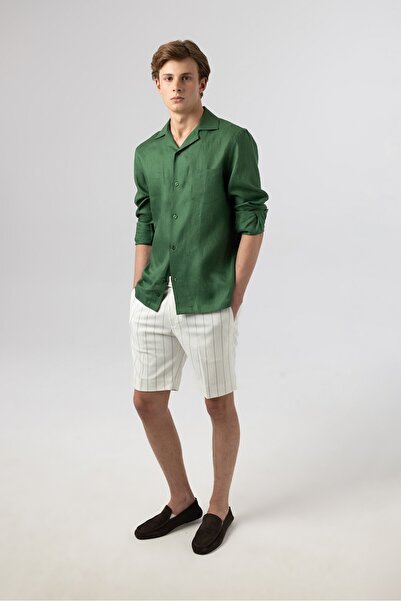 Score Michail İtalyan Stil Slim Fit Keten Gömlek 4121-25