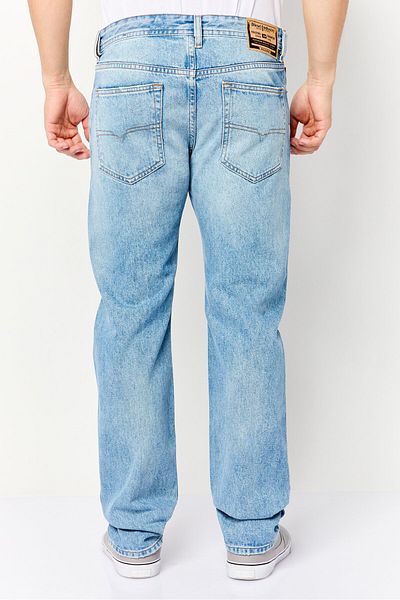 Diesel Men Tapered Fit Washed Denim Jeans, Wash Blue