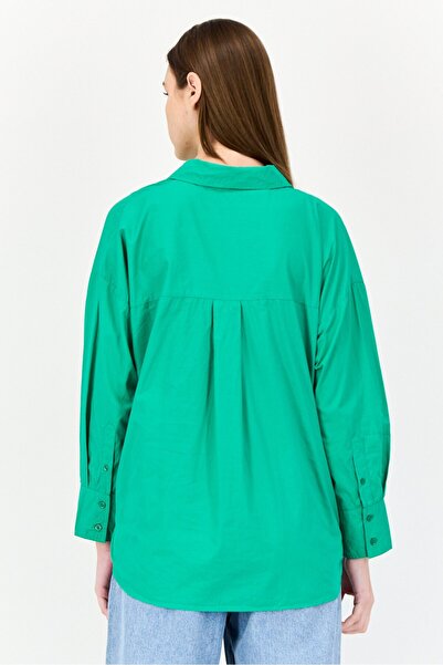 Bebe Women Regular Fit Plain Long Sleeves Casual Shirt, Green