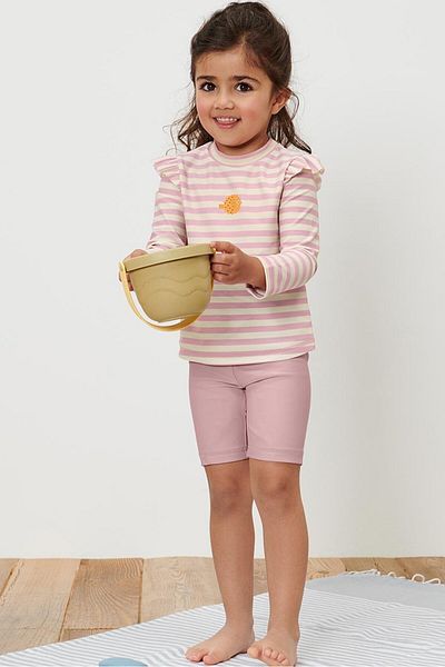 Tchibo Toddlers Girl Stripe Top And Short Set, Pink