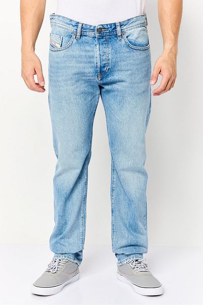 Diesel Men Tapered Fit Washed Denim Jeans, Wash Blue