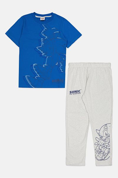 Sonic Kids Boy 2 Pcs Graphic Print Top And Bottom Pajama Set, Multicolor