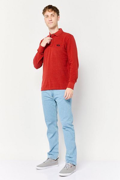 La Martina Men Regular Fit Embroidered Logo Long Sleeves Polo Shirt, Rust