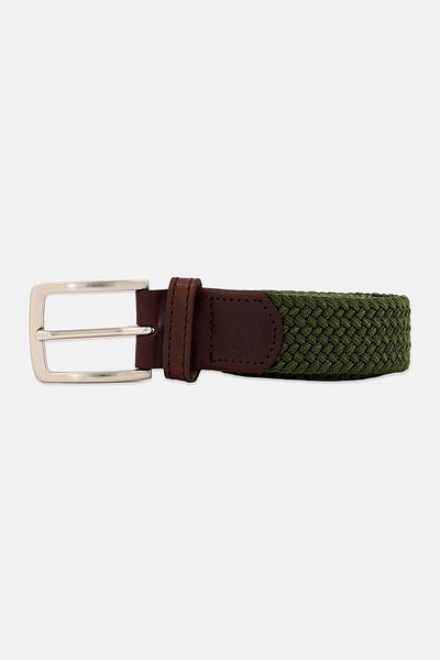 Dockers Men Braided Nylon Adjustable Buckle Belts, Olive