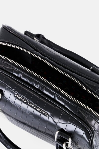 French Connection Women Brand Logo Satchel Bag, Black