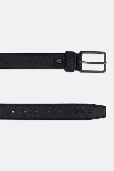 Cerruti 1881 Men Pin Buckle Leather Belt, Black