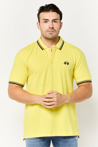 La Martina Men Regular Fit Embroidered Logo Short Sleeves Polo Shirt, Yellow