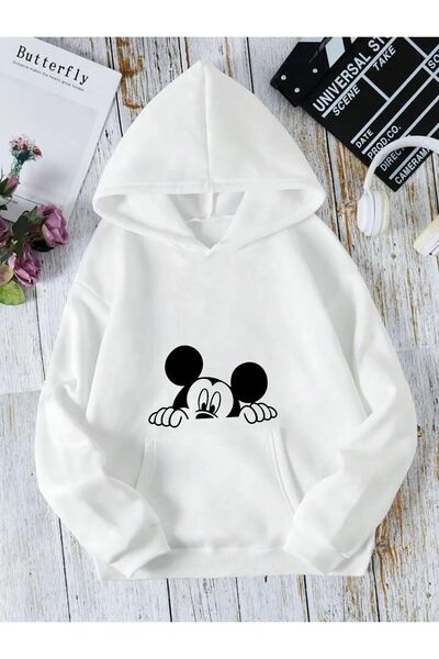 Mythologie Unisex Mickey Mouse Printed Hooded Oversized Sweatshirt Hoodie