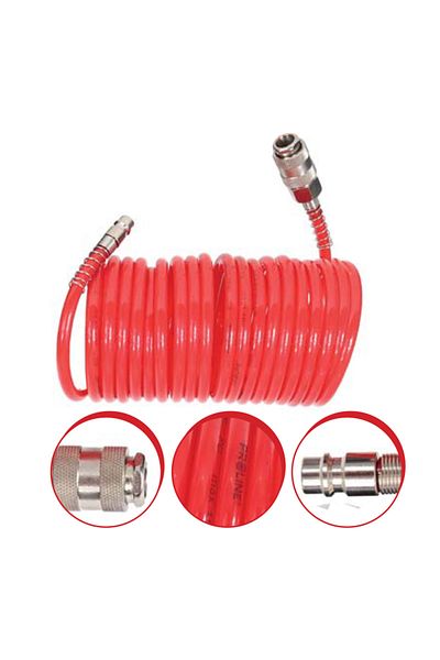 PROLINE Spiral Air Hose With Quick Couplings 6.5X10Mm / 15M