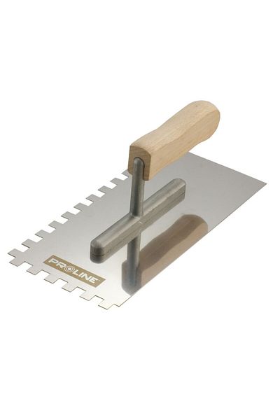 PROLINE Stainless Steel Notched Trowel With Wooden Handle 270X130/6Mm