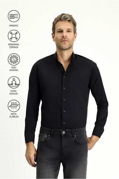 Kiğılı Techno-Line Long Sleeve Slim Fit Slim Fit Lycra Shirt