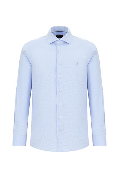 Abdullah Kiğılı Long Sleeve Slim Fit Slim Fit Patterned Cotton Shirt