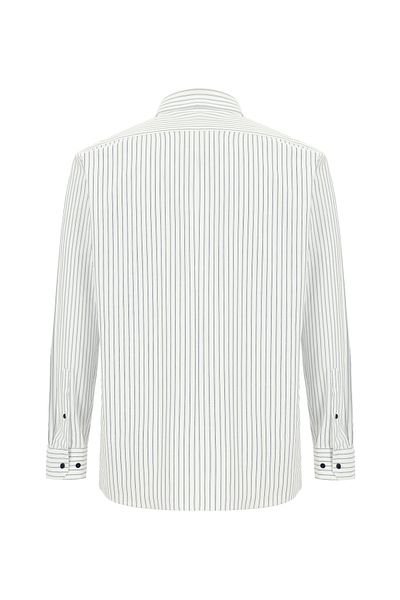 Abdullah Kiğılı Long Sleeve Regular Fit Striped Cotton Shirt