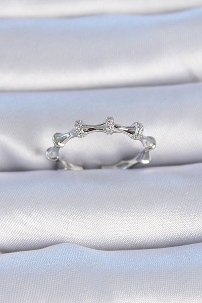 norsary Brass Silver Color Zircon Stone Women's Ring