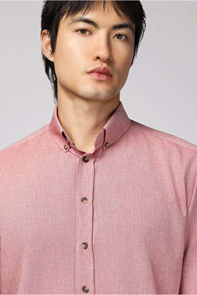 Kiğılı Uzun Kol Regular Fit Spor Pamuk Düğmeli Yaka Oxford Gömlek