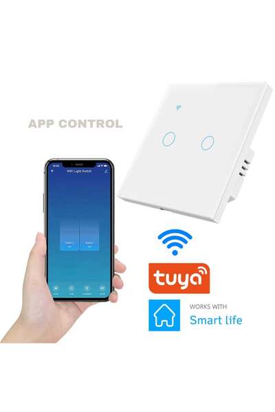 iUni 2F chytrý dotykový spínač, Wi-Fi, tvrzené sklo, LED