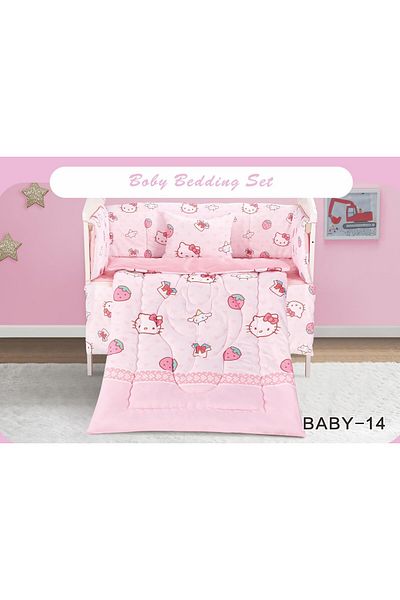Red Rose 5-piece summer baby crib bumper cover set to give your child comfort from microfiber. Quilt size: 132x104cm.