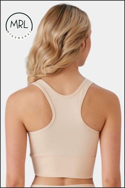 missmaral Women's Skin Color Sports Bra with Pad Lycra Supportive Water Sports Running Fitness Dance Sports Bra