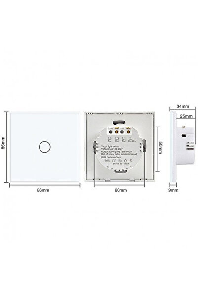 iUni Διακόπτης αφής 1F, σκληρυμένο γυαλί, LED
