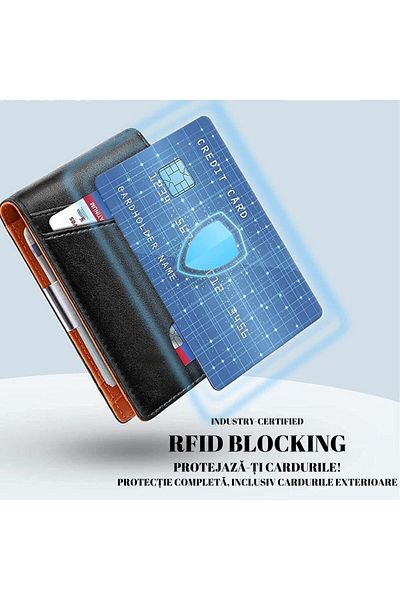 Busy Ldy & Gtm Men's Leather Wallet, Slim, With Card Scanning Protection, Black/brown