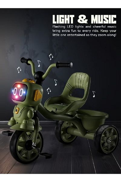 rexa Baby Tricycle Smart Plug n Play with Music Light High backrest & Rear Storage Baskets for Kids