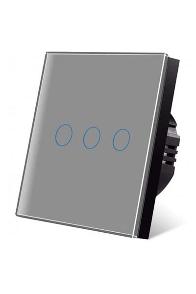 iUni Touch switch iUni 3F, Tempered Glass, LED, Silver